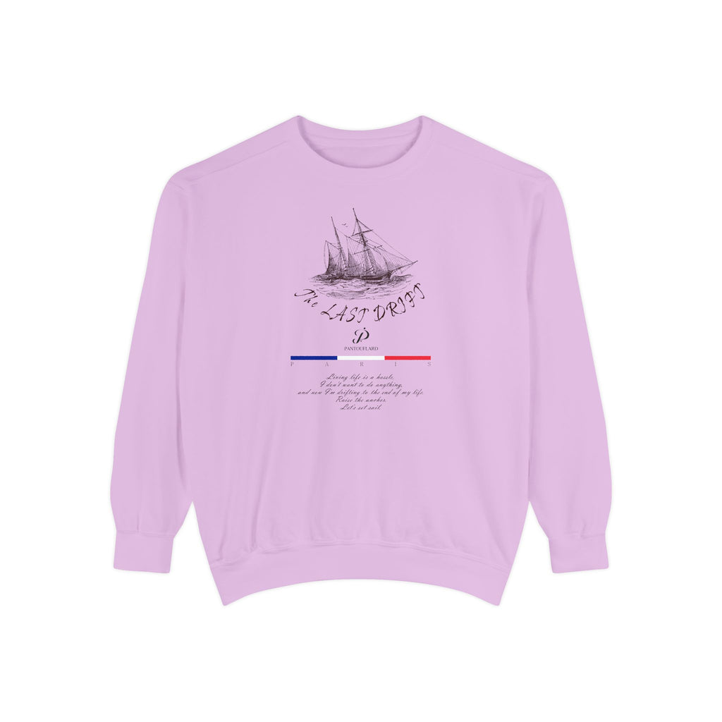 Unisex White Vintage Ship Graphic Cotton Blend Sweatshirt