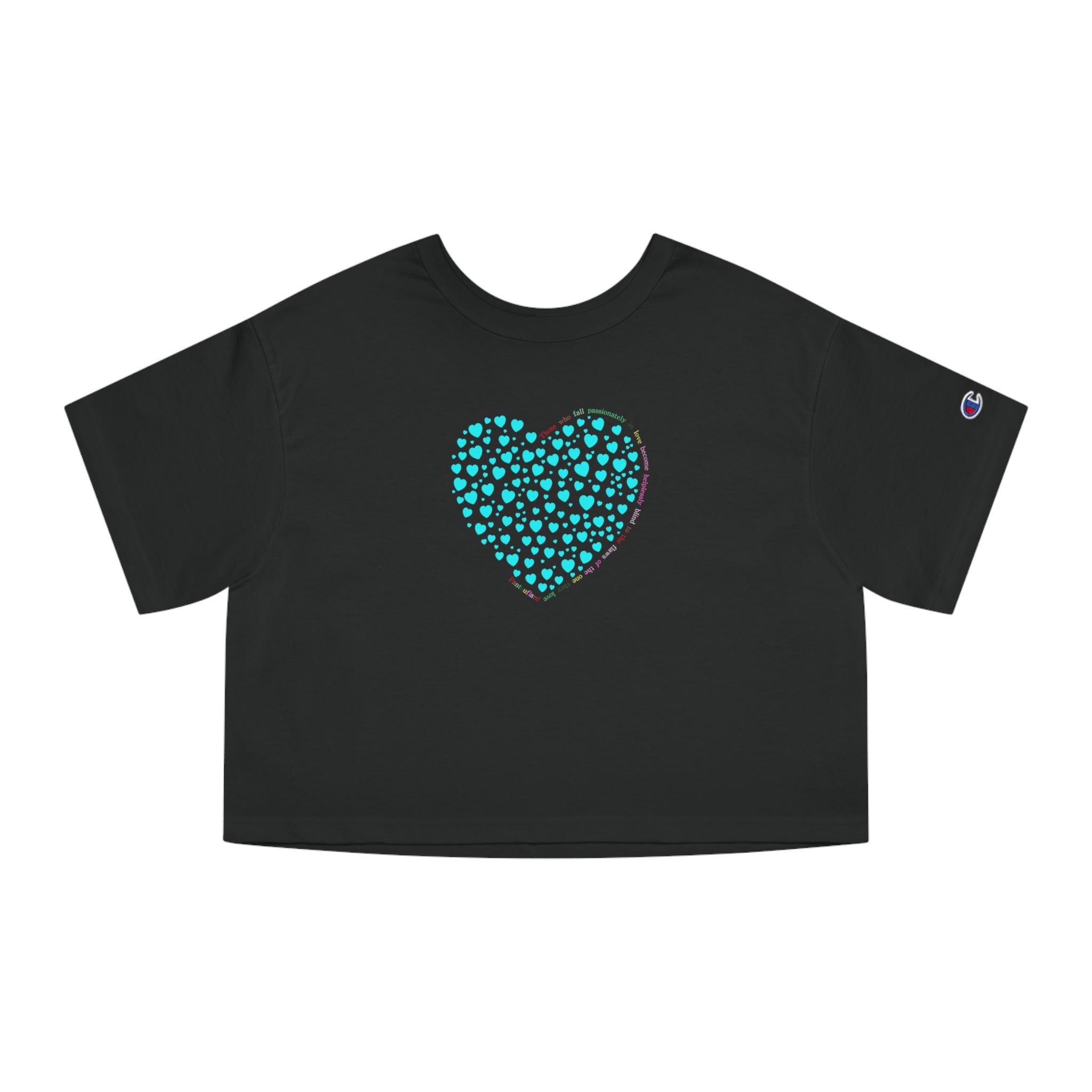 Champion Women's Black Mint Heart Cotton Cropped T-Shirt