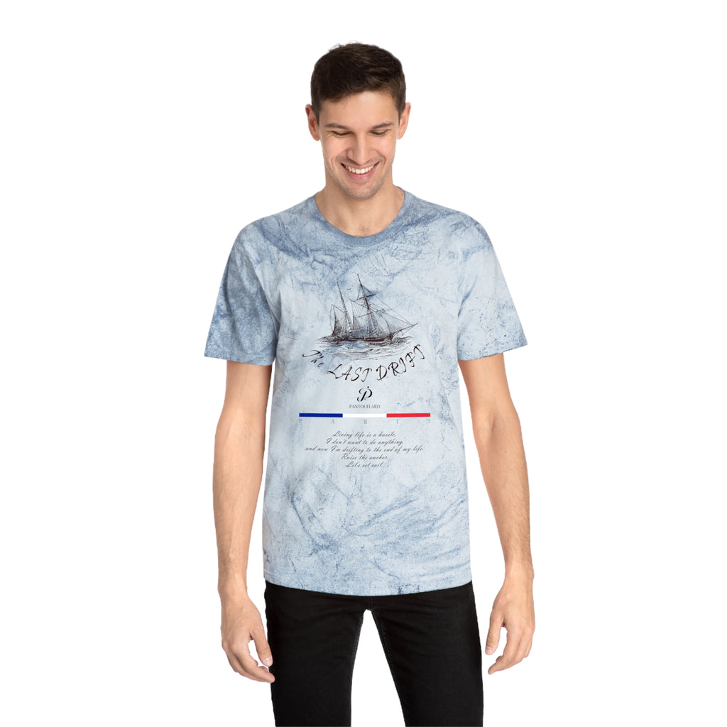 Unisex Grey Color Blast Vintage Ship Graphic 100% Cotton T-Shirt