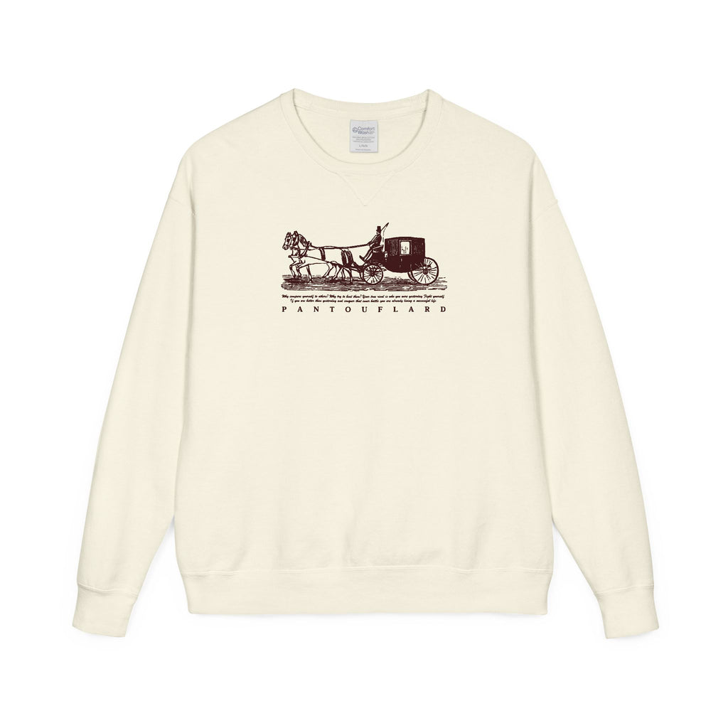Old Money Equestrian Heritage Crewneck - The Nostalgic Journey I (Dark Academia Garment-Dyed Sweatshirt)