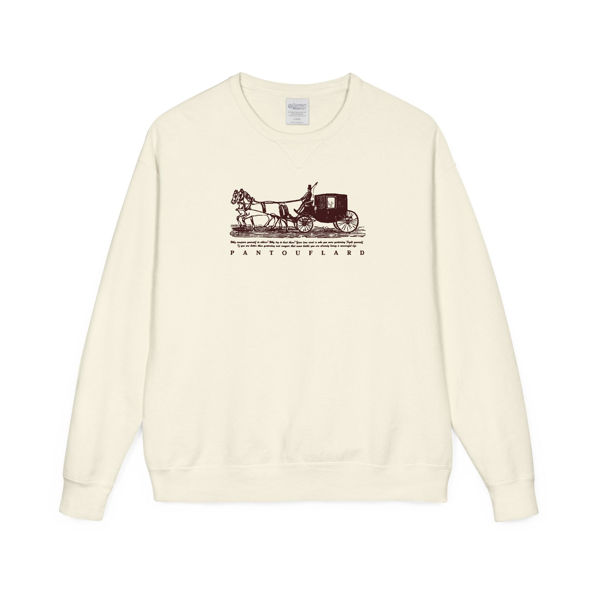 Old Money Equestrian Heritage Crewneck - The Nostalgic Journey I (Dark Academia Garment-Dyed Sweatshirt)