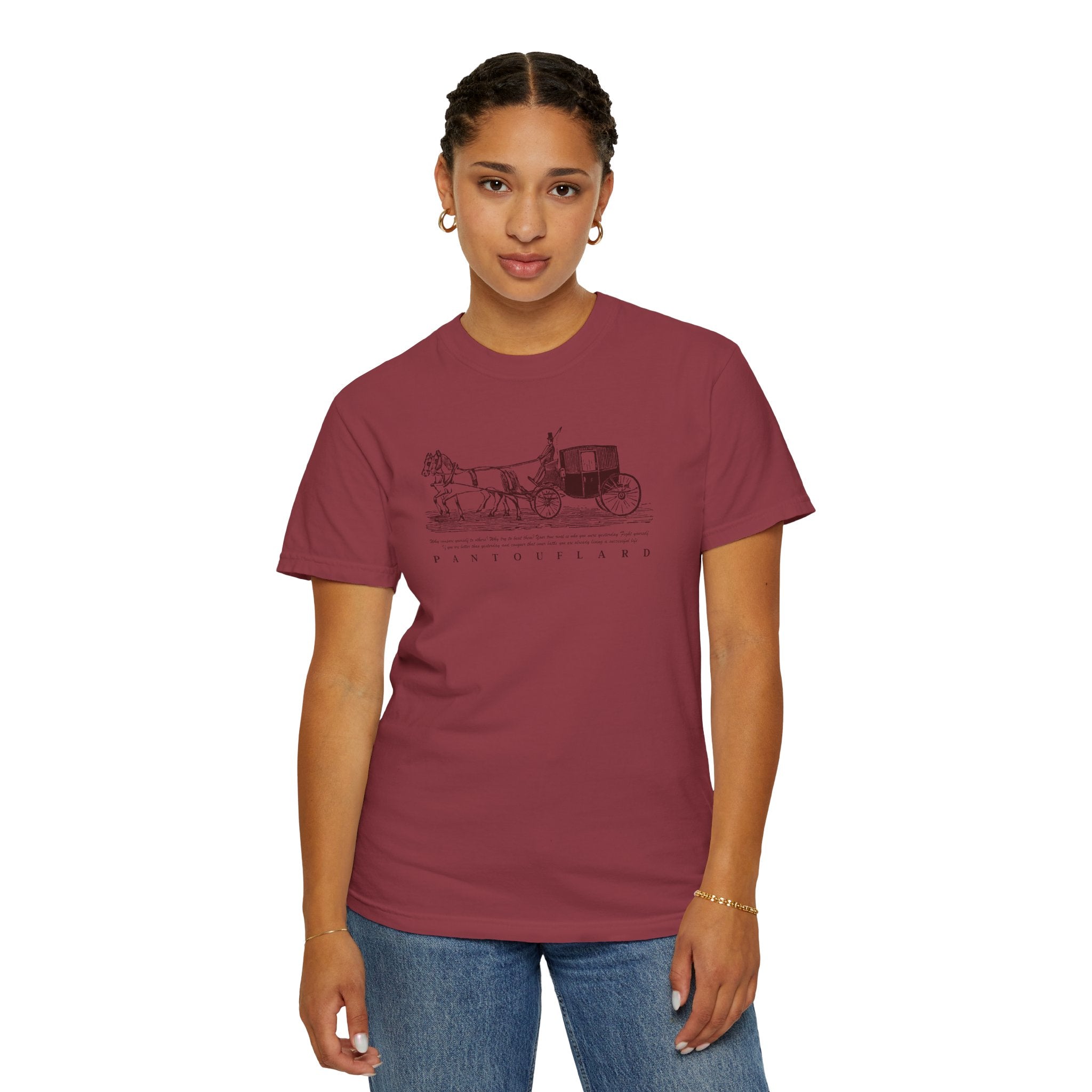Unisex Burnt Orange Vintage Horse Carriage 100% Cotton T-shirt