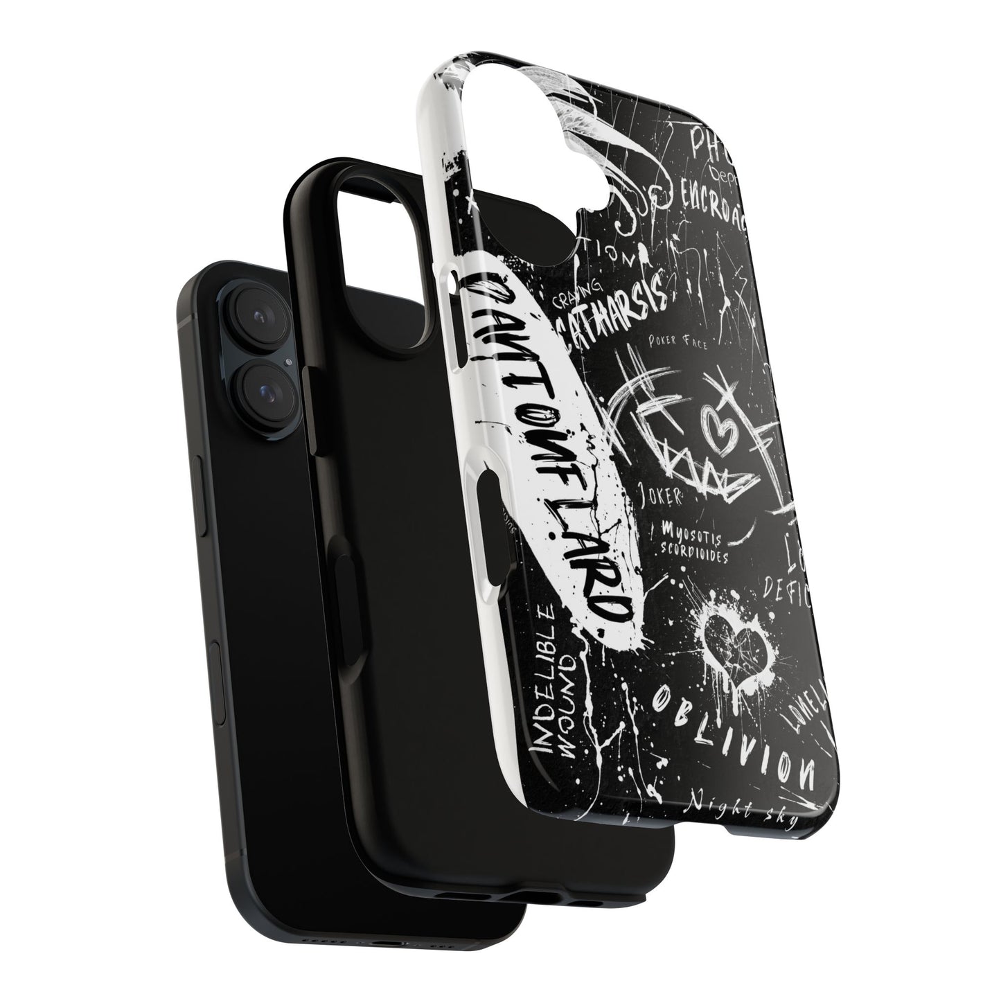 Fundas resistentes: funda atrevida para iPhone, Galaxy, Google Pixel, diseño de grafiti negro, estética urbana, regalo para amantes del arte, accesorios de teléfono modernos, estilo callejero