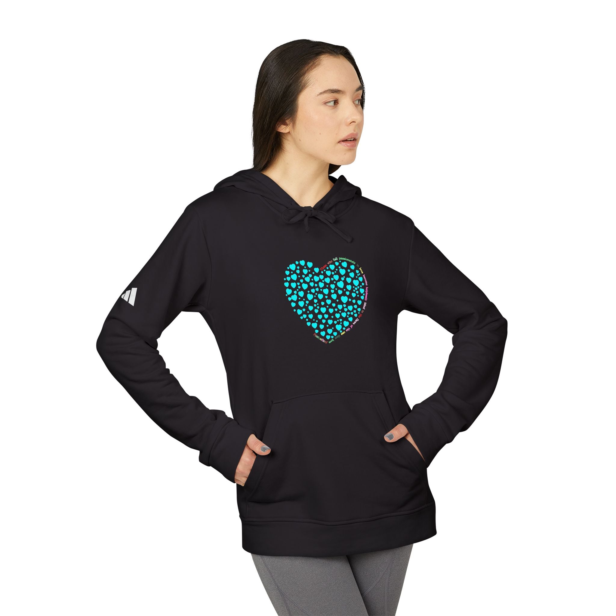 Sudadera con capucha de forro polar unisex Adidas® con diseño de corazón menta