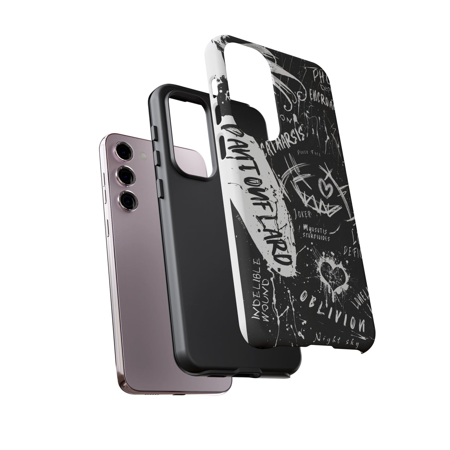 Fundas resistentes: funda atrevida para iPhone, Galaxy, Google Pixel, diseño de grafiti negro, estética urbana, regalo para amantes del arte, accesorios de teléfono modernos, estilo callejero