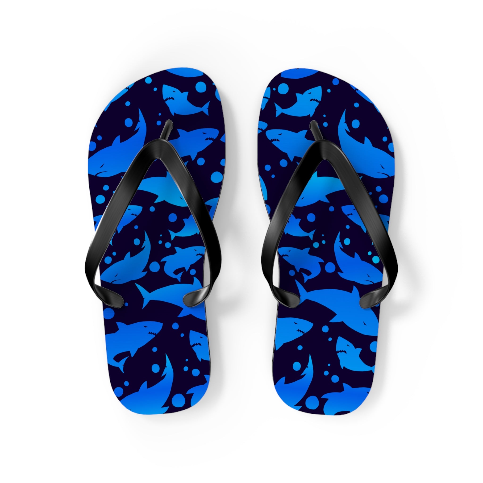Unisex Navy Blue Shark Silhouette Pattern EVA Polyester Flip Flops
