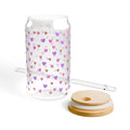 Clear Cute Hand-Drawn Hearts Pattern Tempered Glass Sipper