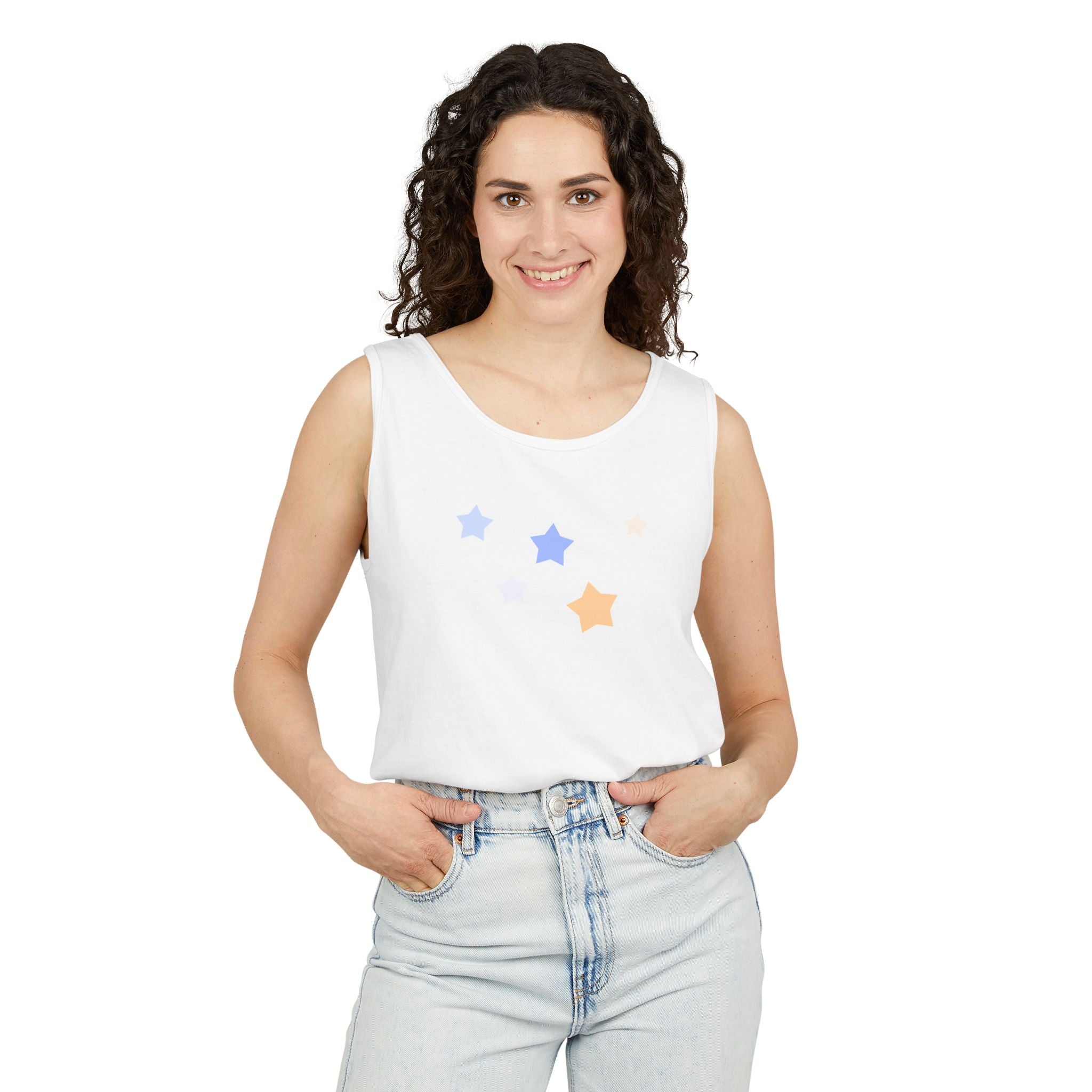 Men's & Women's Cassiopeia Constellation Graphic Garment-Dyed Tank Top - W-Shape Sleeveless Shirt