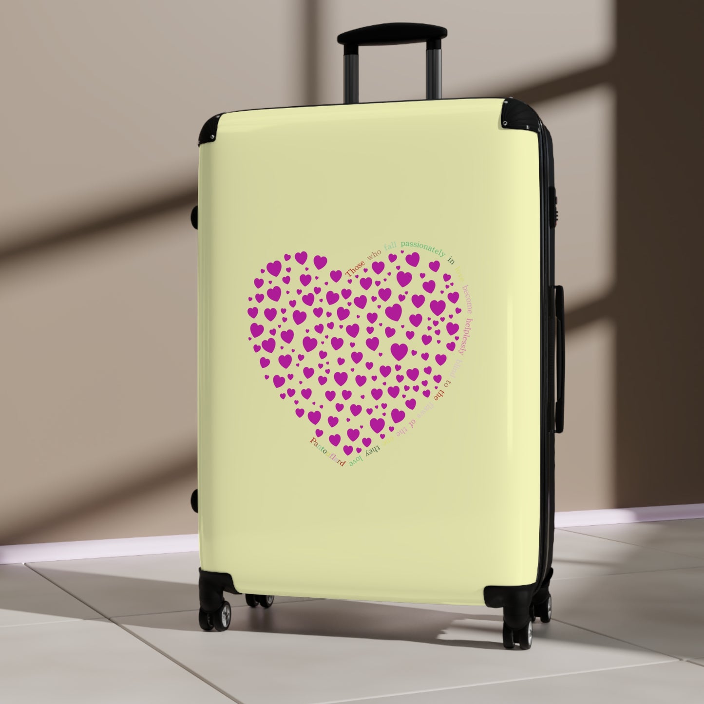 Pink Heart Design Suitcase, Travel Luggage