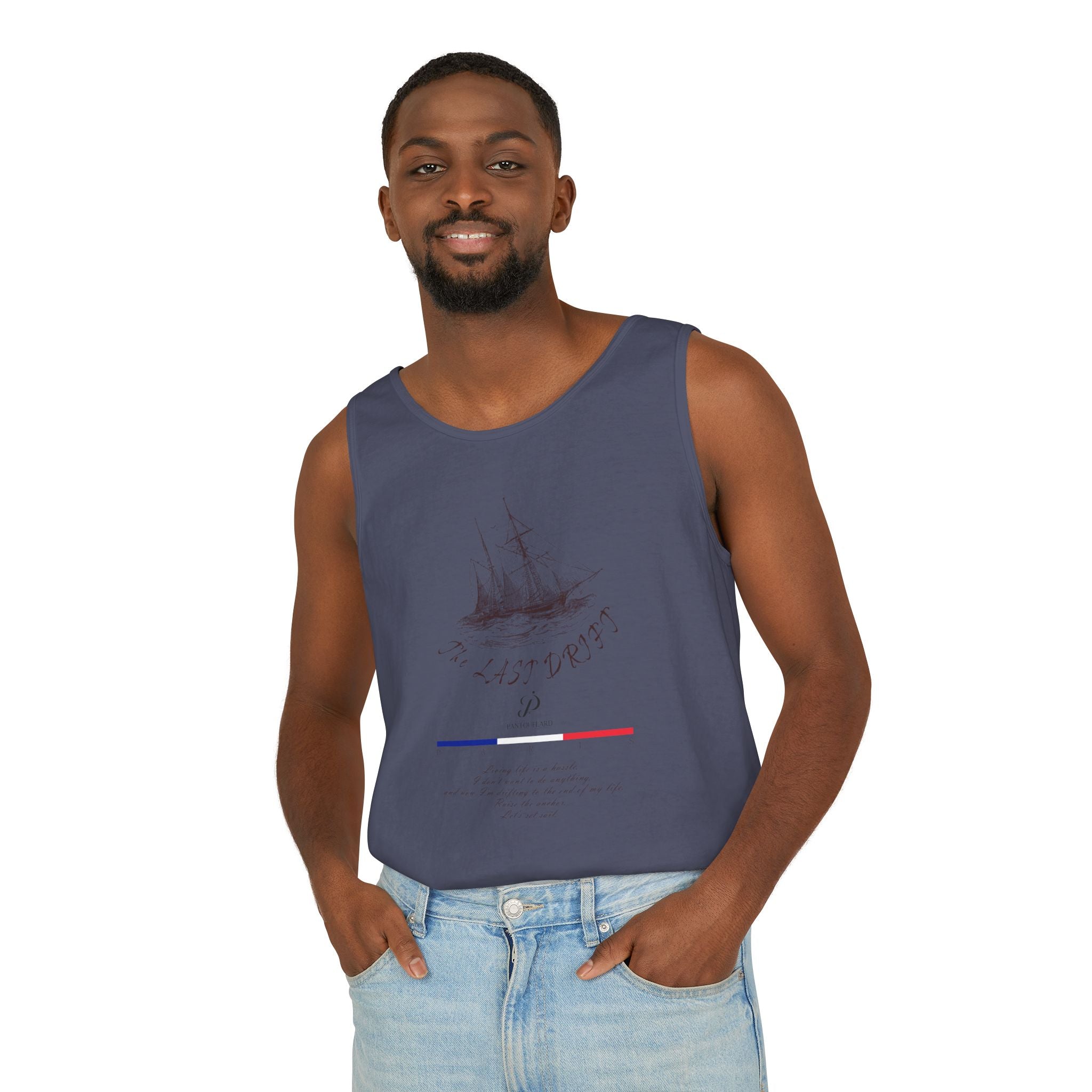 Unisex White Last Drift Cotton Garment-Dyed Tank Top