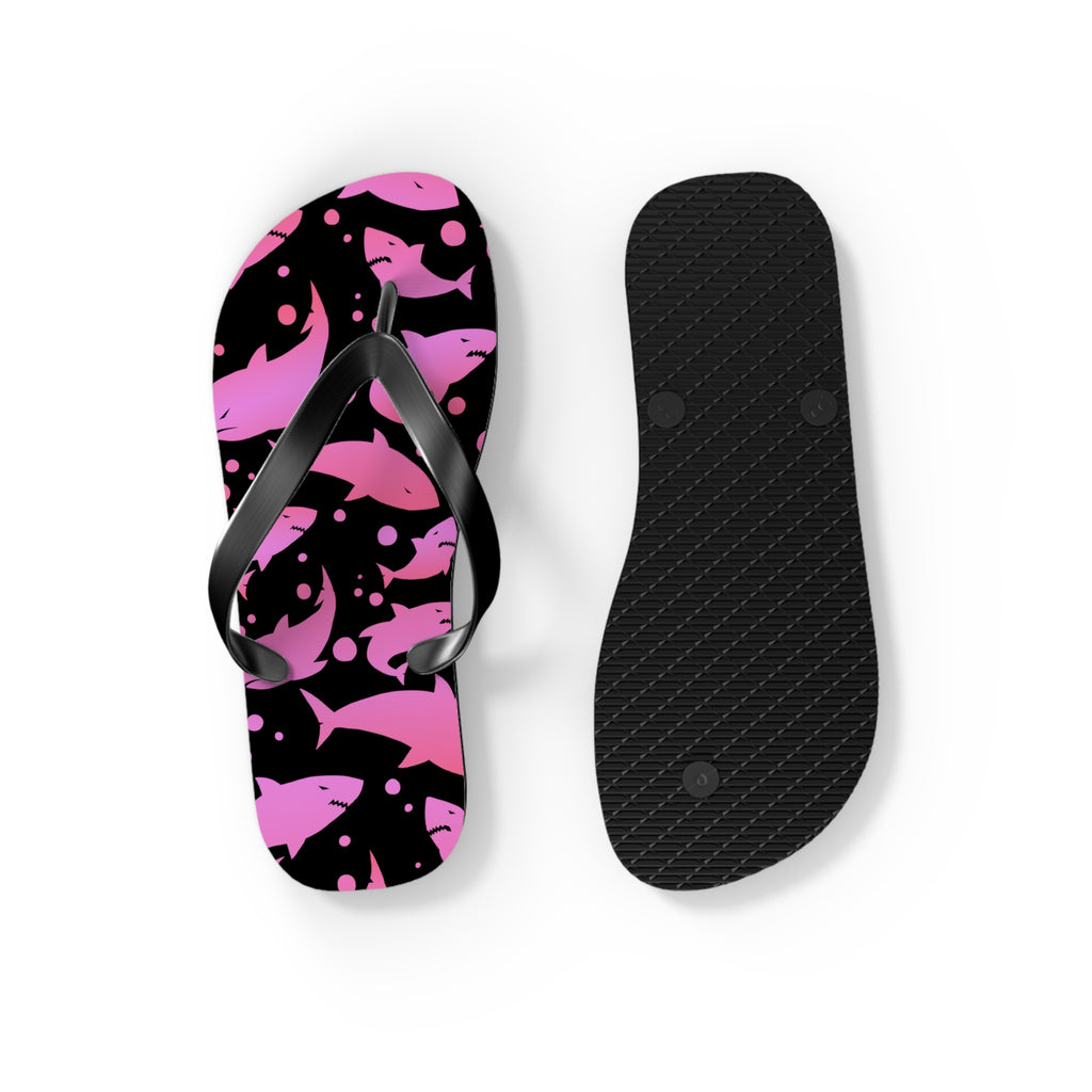 Men's/Women's Pink Shark Flip Flops - Graphic Thong Sandals