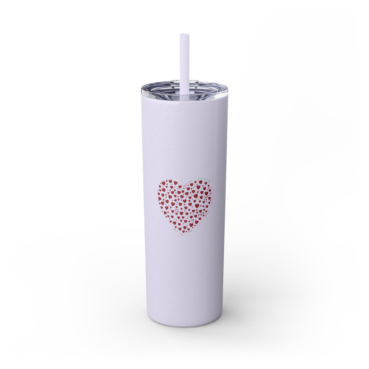 Red Heart Dot Skinny Tumbler | 20oz Reusable Travel Mug, Eco-Friendly Drinkware