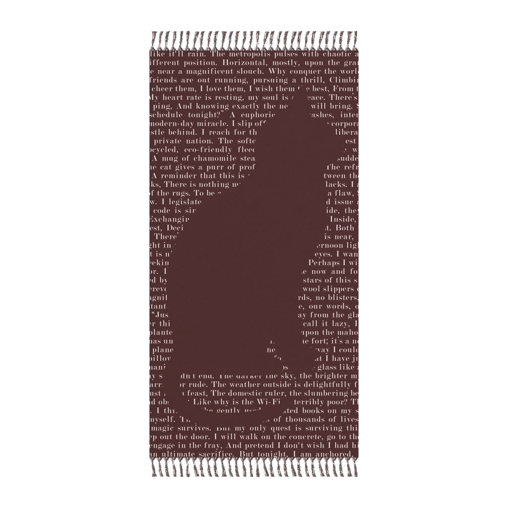 Dark Brown Poetic Typography Cat Silhouette 100% Polyester Boho Beach Cloth