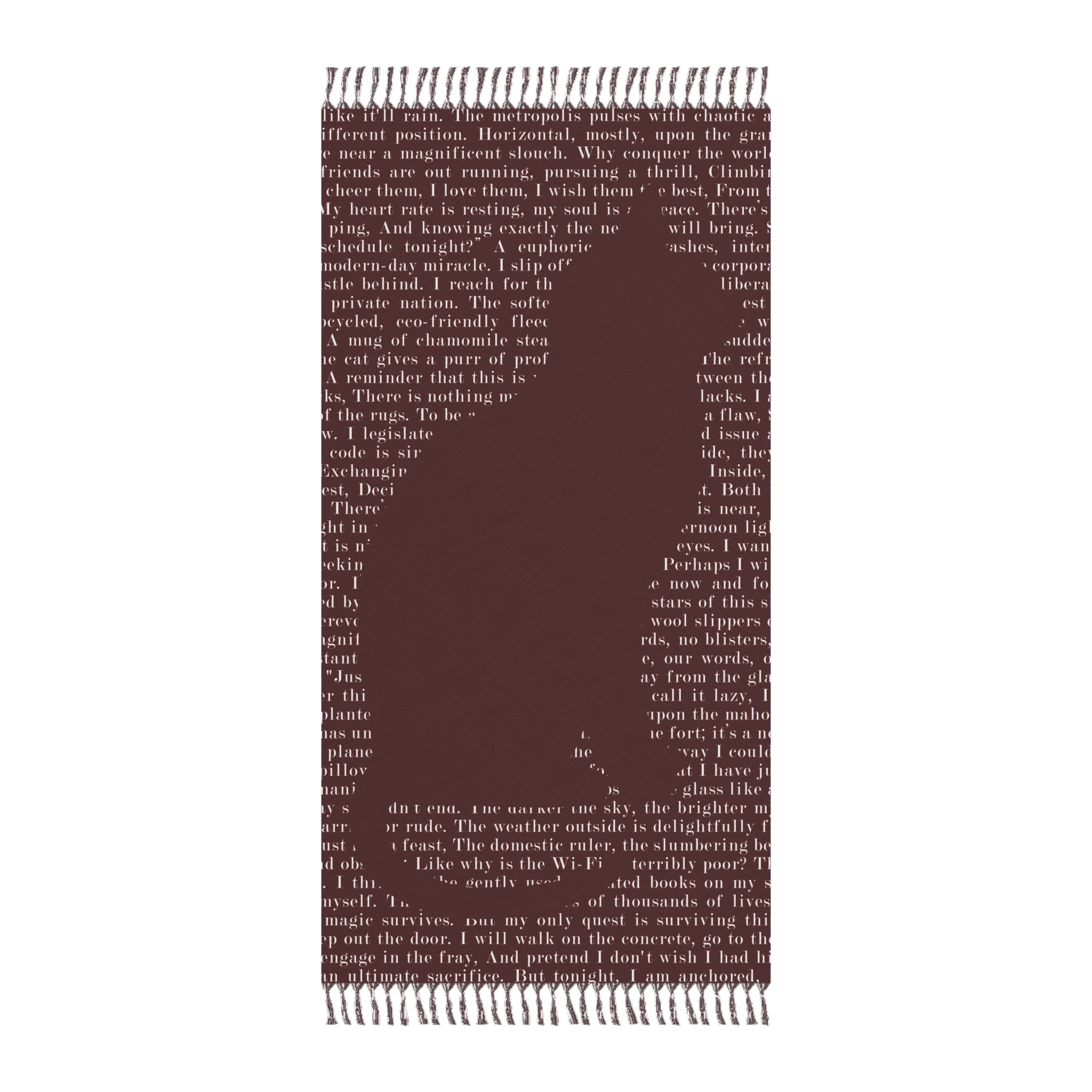 Dark Brown Poetic Typography Cat Silhouette 100% Polyester Boho Beach Cloth