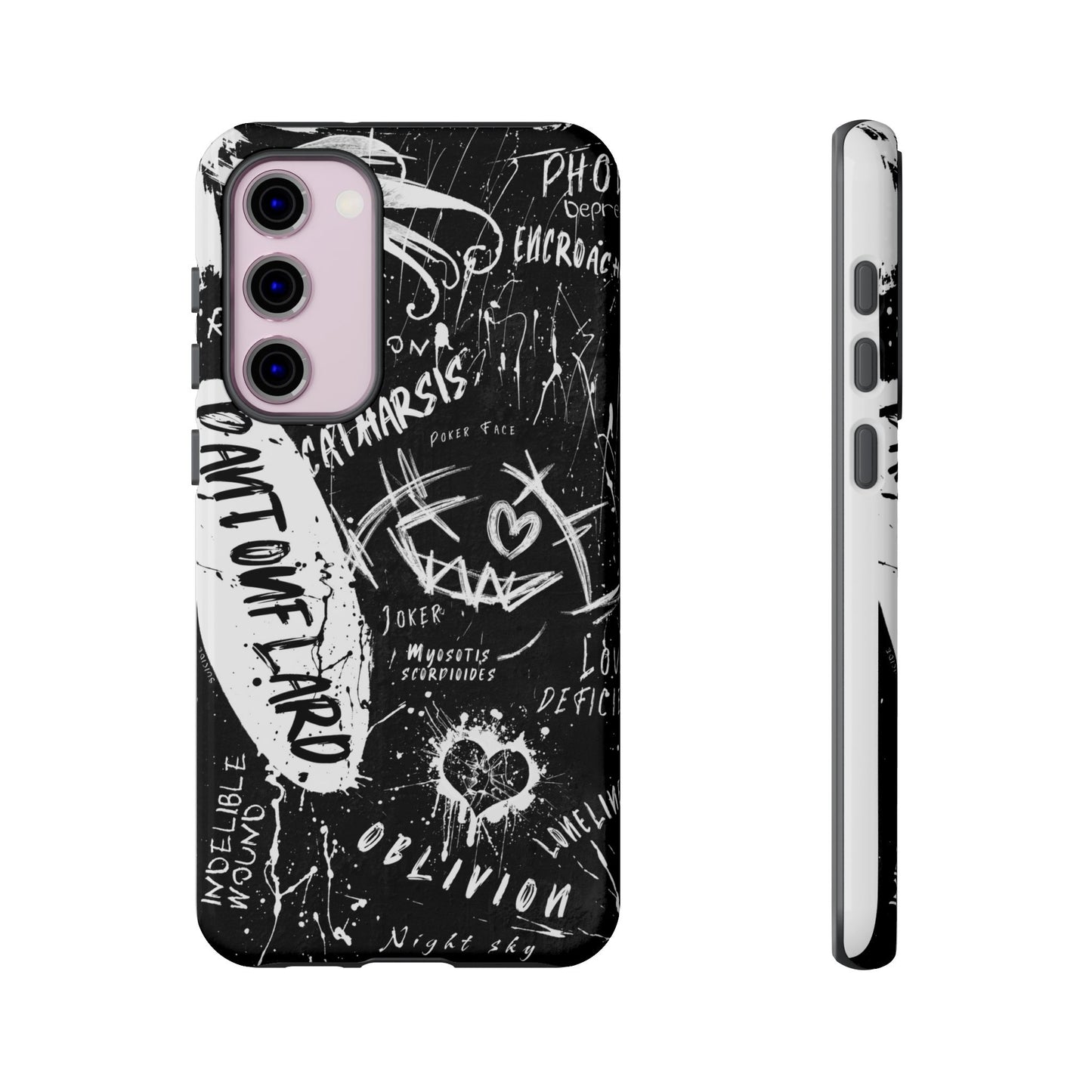 Fundas resistentes: funda atrevida para iPhone, Galaxy, Google Pixel, diseño de grafiti negro, estética urbana, regalo para amantes del arte, accesorios de teléfono modernos, estilo callejero