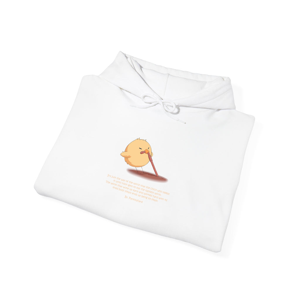Kitsch Kawaii Chick & Worm Graphic Hoodie - The Quiet Victory (Aesthetic Streetwear Fleece)