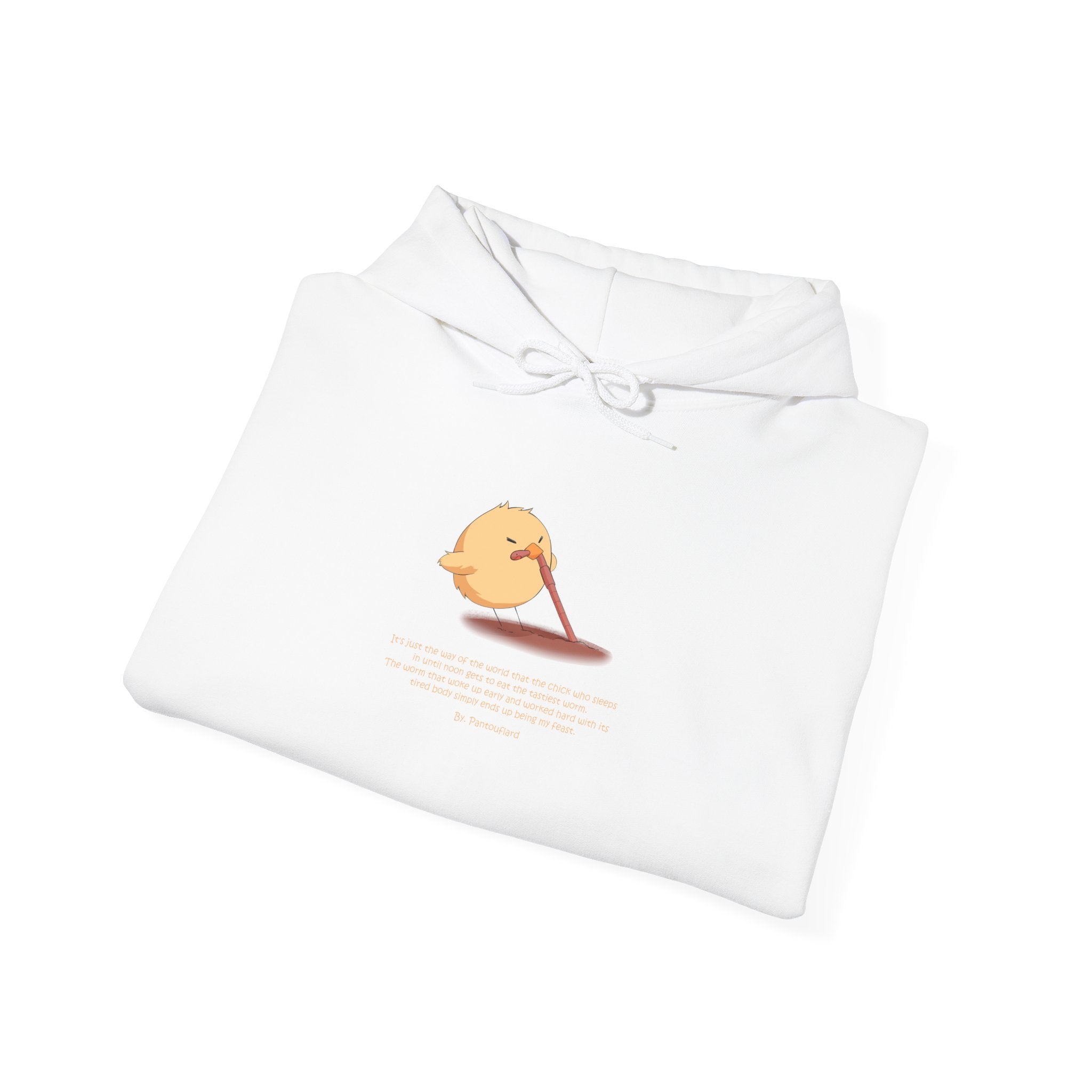 Kitsch Kawaii Chick & Worm Graphic Hoodie - The Quiet Victory (Aesthetic Streetwear Fleece)
