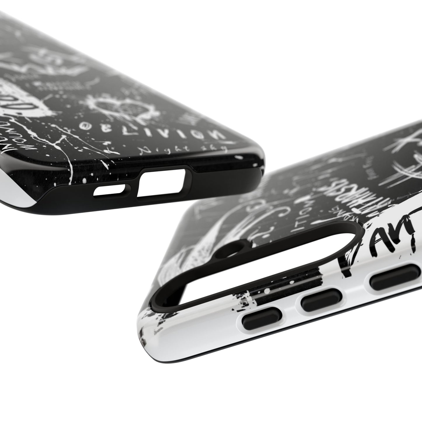 Fundas resistentes: funda atrevida para iPhone, Galaxy, Google Pixel, diseño de grafiti negro, estética urbana, regalo para amantes del arte, accesorios de teléfono modernos, estilo callejero