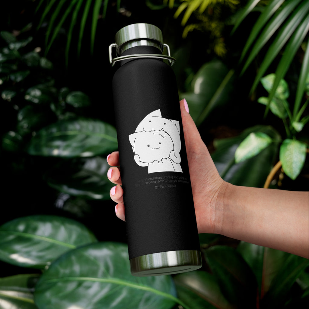 Navy Blue Cute Biting Cats Quote 22oz Copper Vacuum Insulated Bottle