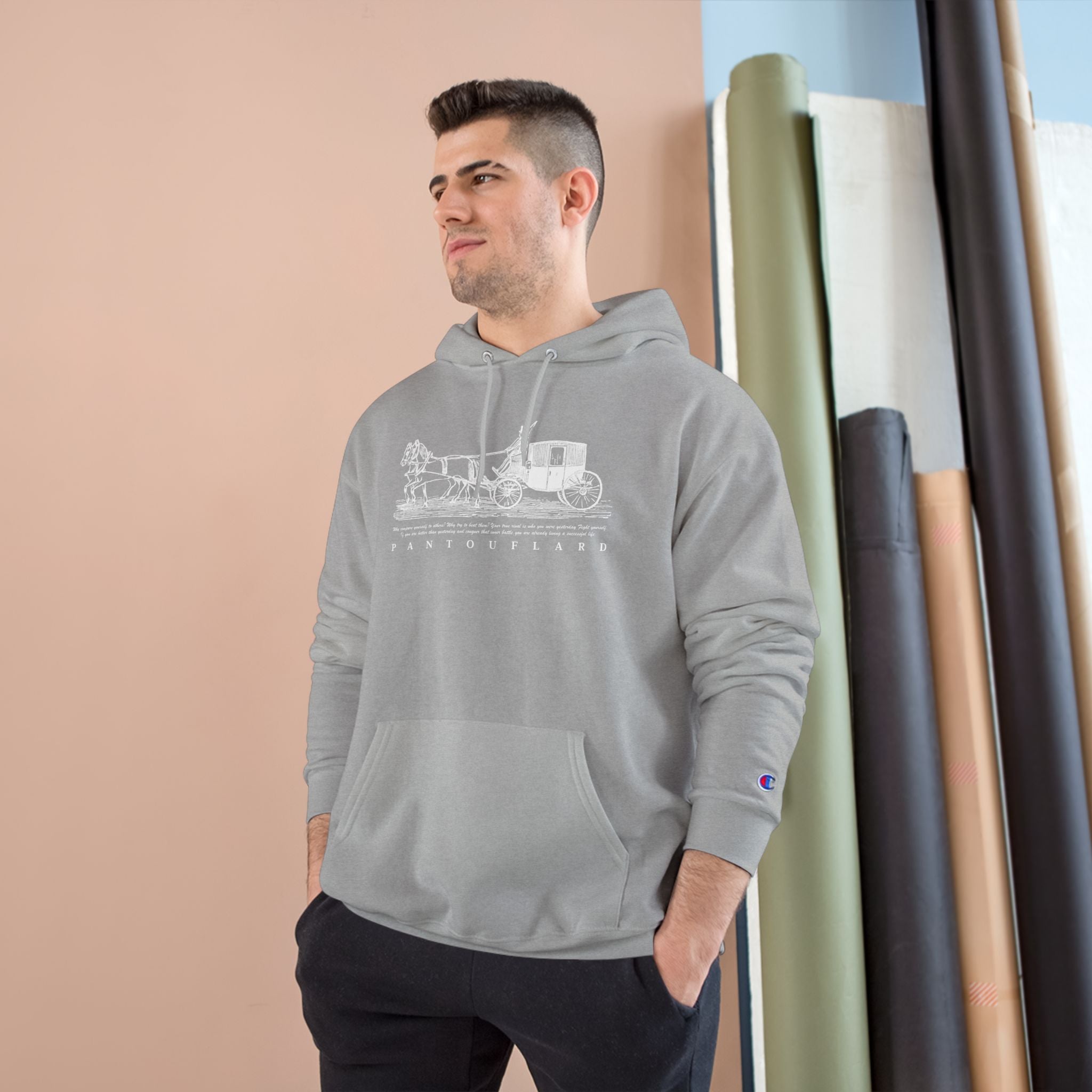 Old Money Equestrian Heritage Hoodie - The Timeless Carriage II (Champion Authentic Eco-Fleece)