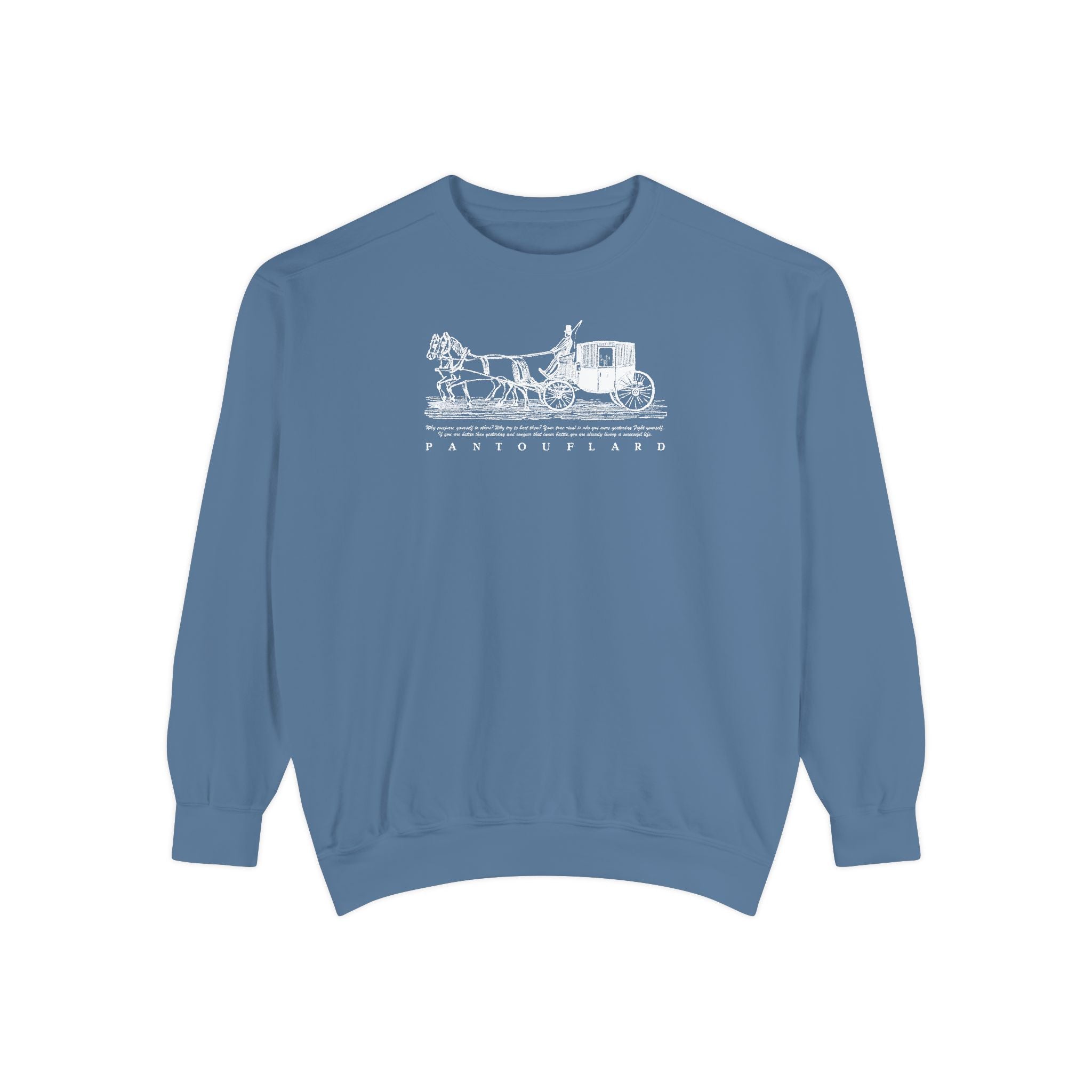 Unisex Navy Vintage Carriage Graphic Cotton Blend Sweatshirt
