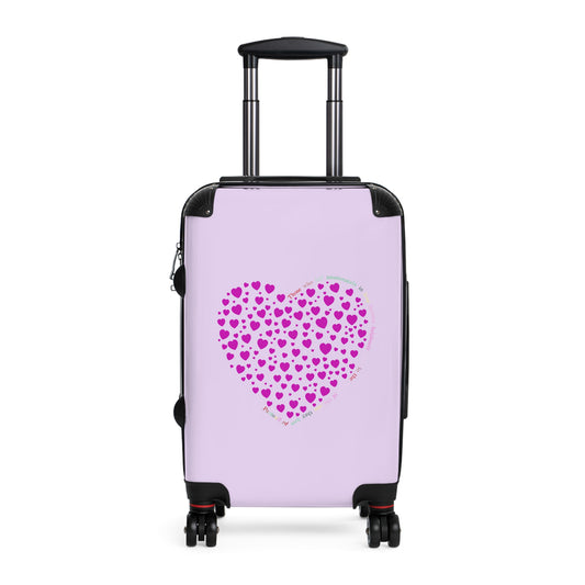 Pink Heart Design Suitcase, Travel Luggage