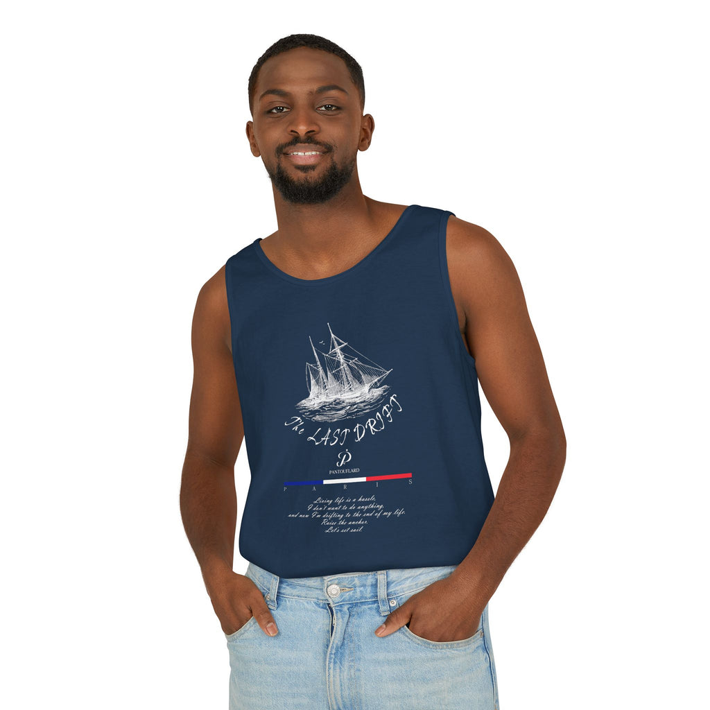 Unisex Black Last Drift Cotton Garment-Dyed Tank Top
