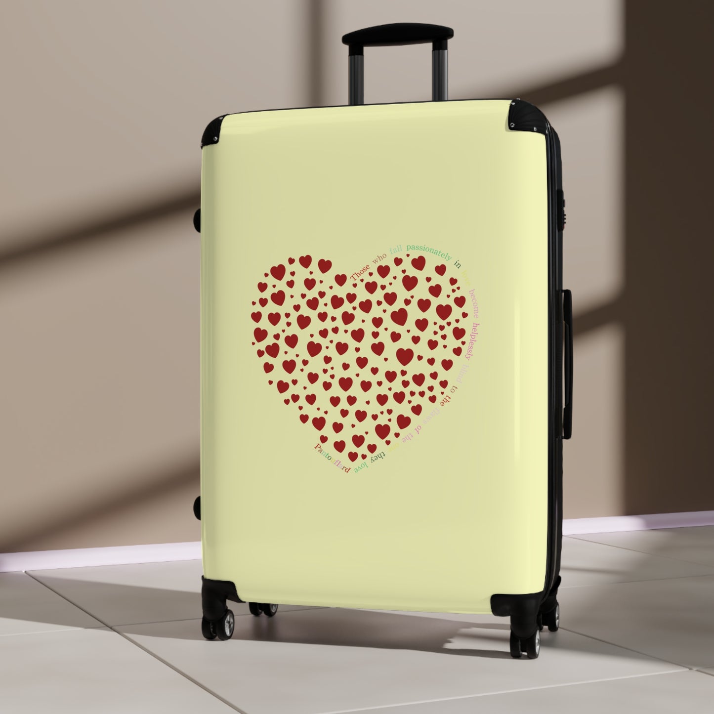 Maleta de diseño corazón rojo, equipaje de viaje