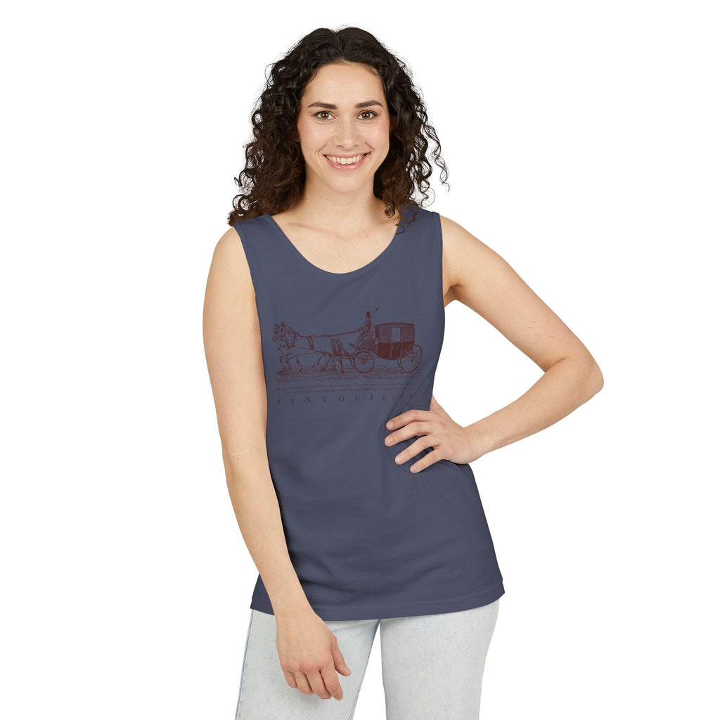Unisex Brick Red Pantouflard Carriage Cotton Garment-Dyed Tank Top