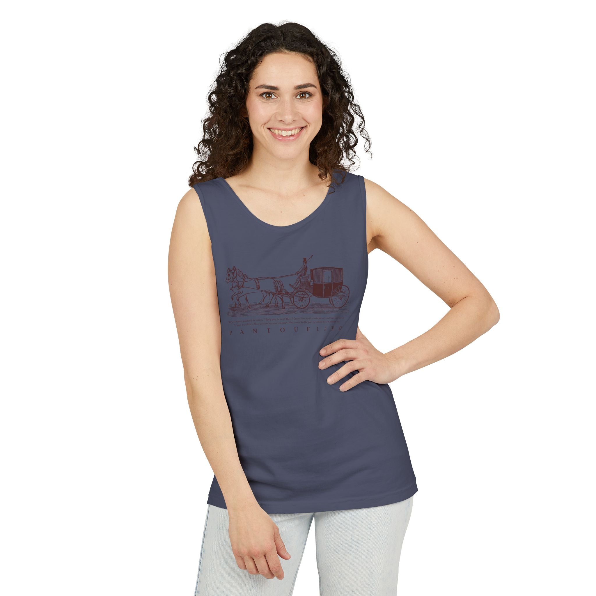 Unisex Brick Red Pantouflard Carriage Cotton Garment-Dyed Tank Top
