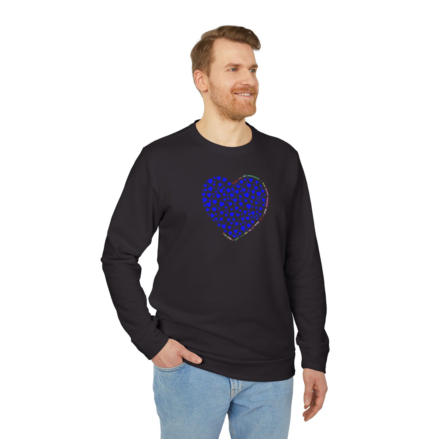 Adidas Unisex  Crewneck Sweatshirt with Blue Heart Design