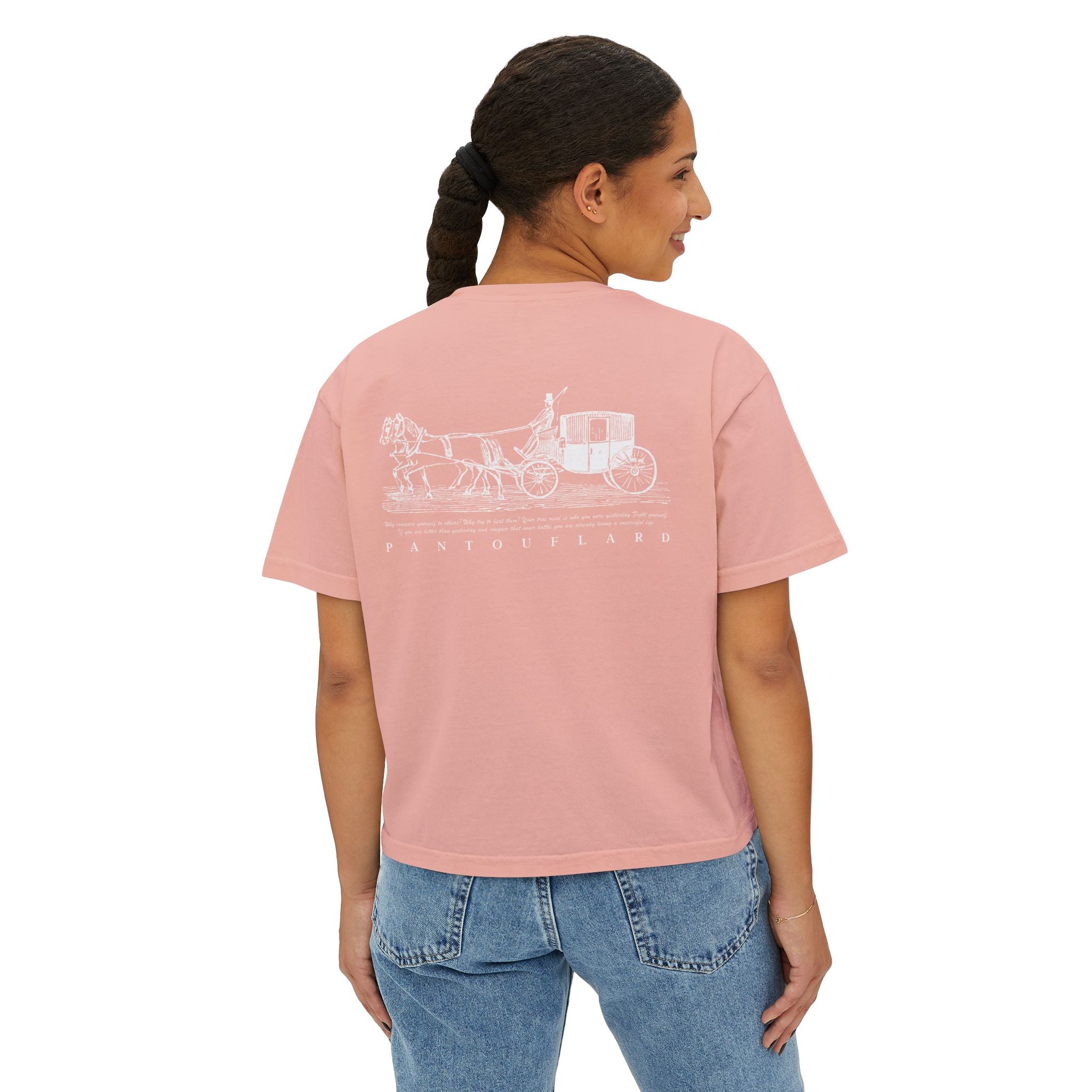 Old Money Equestrian Boxy Tee - The Timeless Carriage II (Comfort Colors 3023CL Back Print)