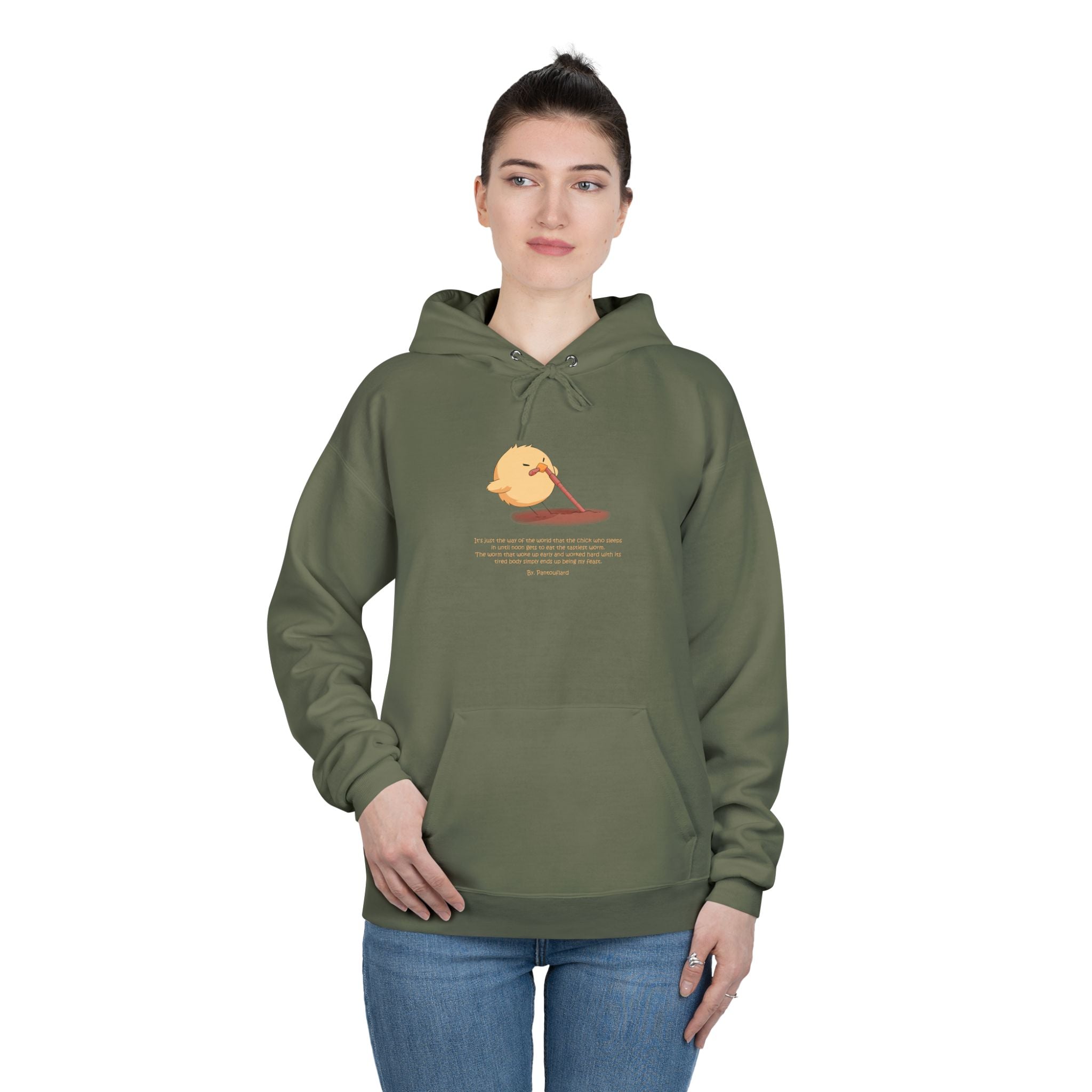 Unisex Light Blue Pantouflard Chick Cotton Blend Pullover Hoodie