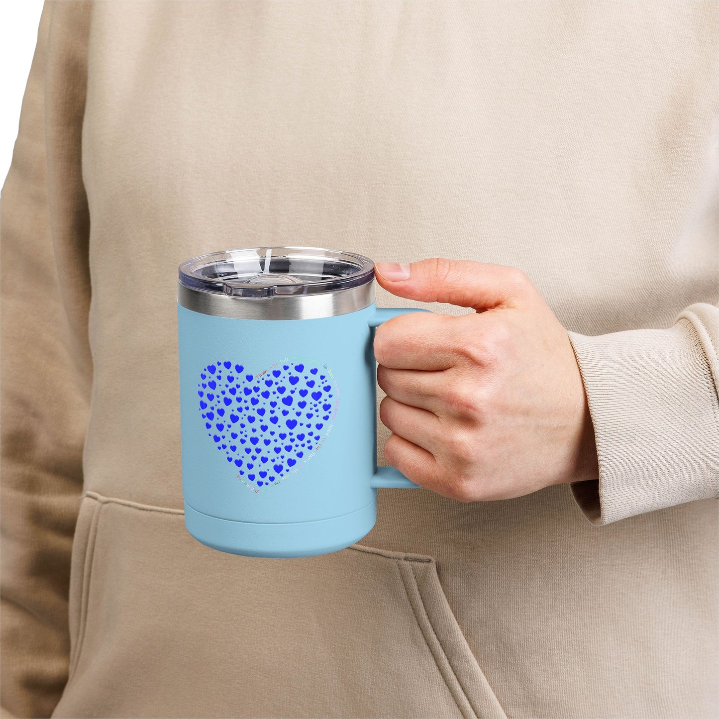 Blue Heart Coffee Mug Tumbler, Personalized Mug