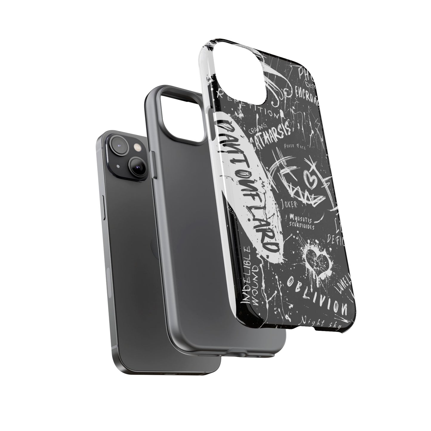 Fundas resistentes: funda atrevida para iPhone, Galaxy, Google Pixel, diseño de grafiti negro, estética urbana, regalo para amantes del arte, accesorios de teléfono modernos, estilo callejero