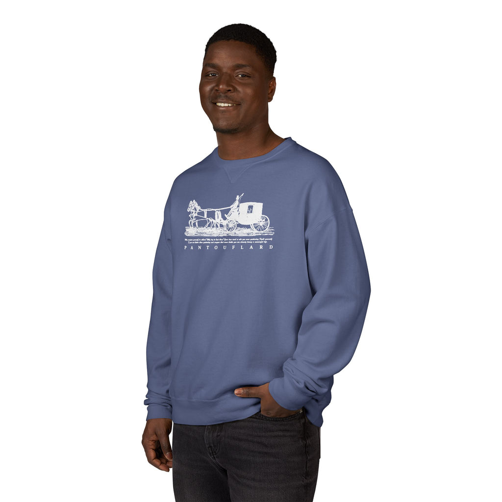Old Money Equestrian Heritage Crewneck - The Nostalgic Journey II (Dark Academia Garment-Dyed Sweatshirt)
