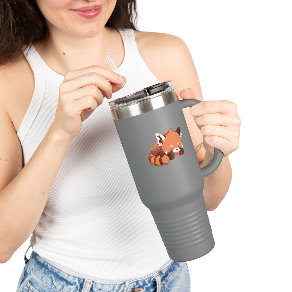 Olive Green Cute Sleeping Red Panda 40oz Stainless Steel Insulated Travel Mug