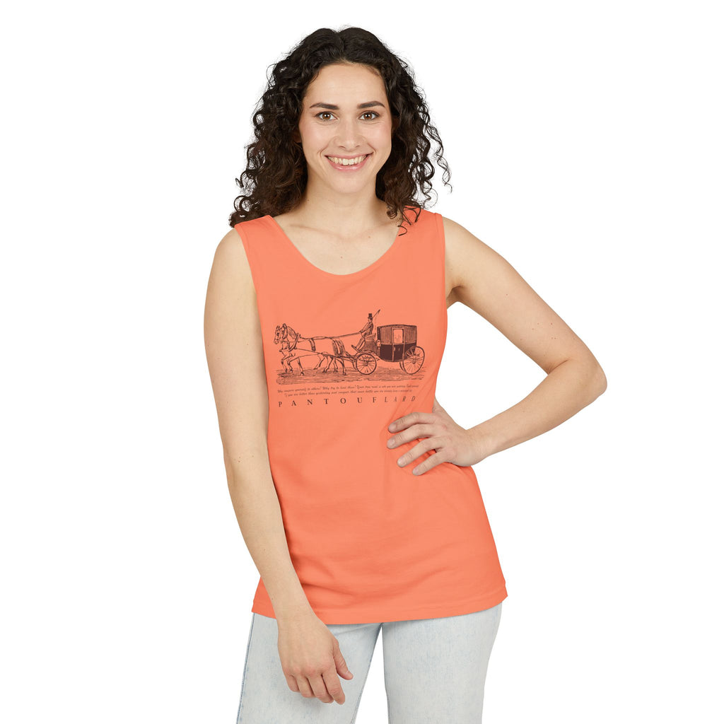 Unisex Brick Red Pantouflard Carriage Cotton Garment-Dyed Tank Top