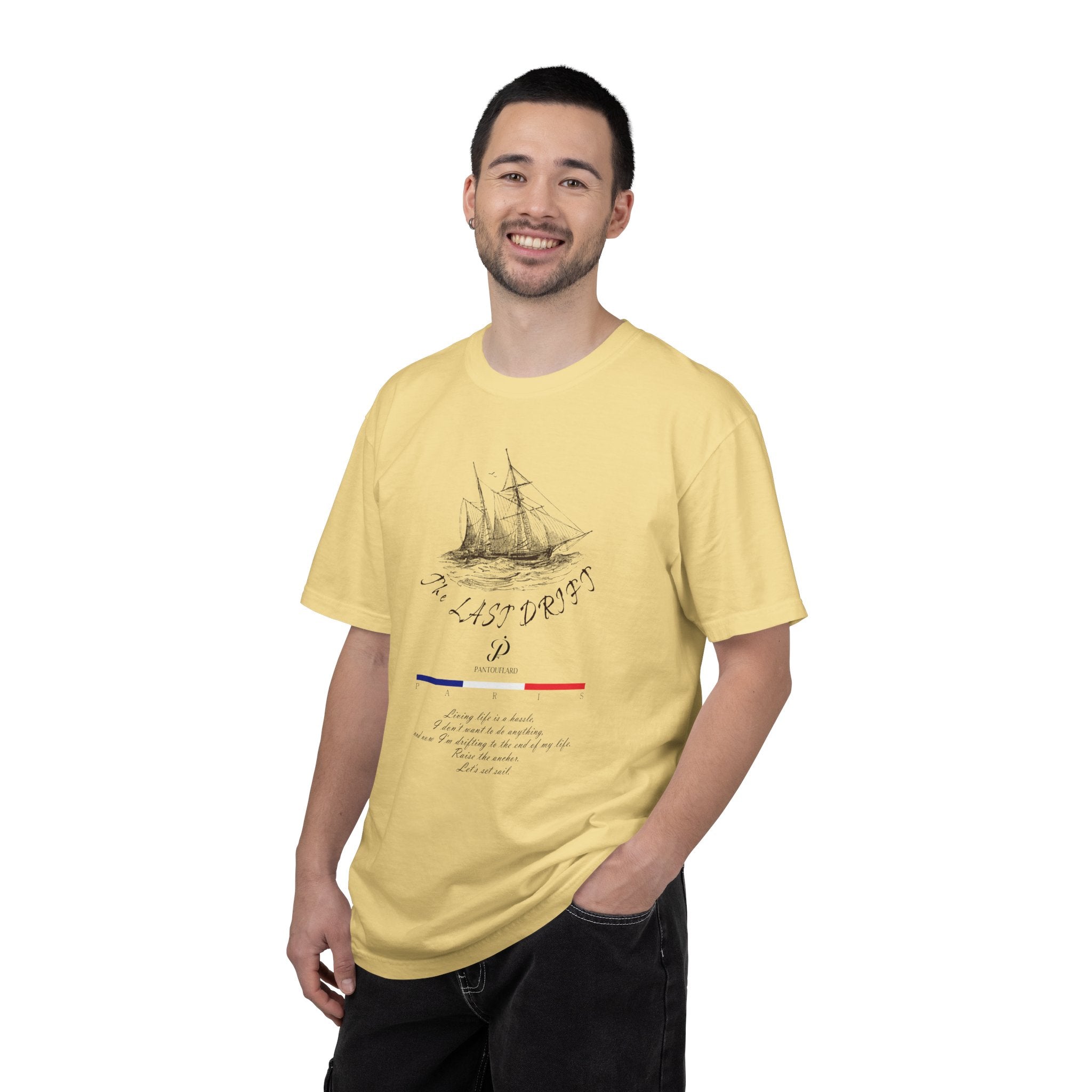 Unisex Vintage Yellow Nautical Ship The Last Drift 100% Cotton T-shirt
