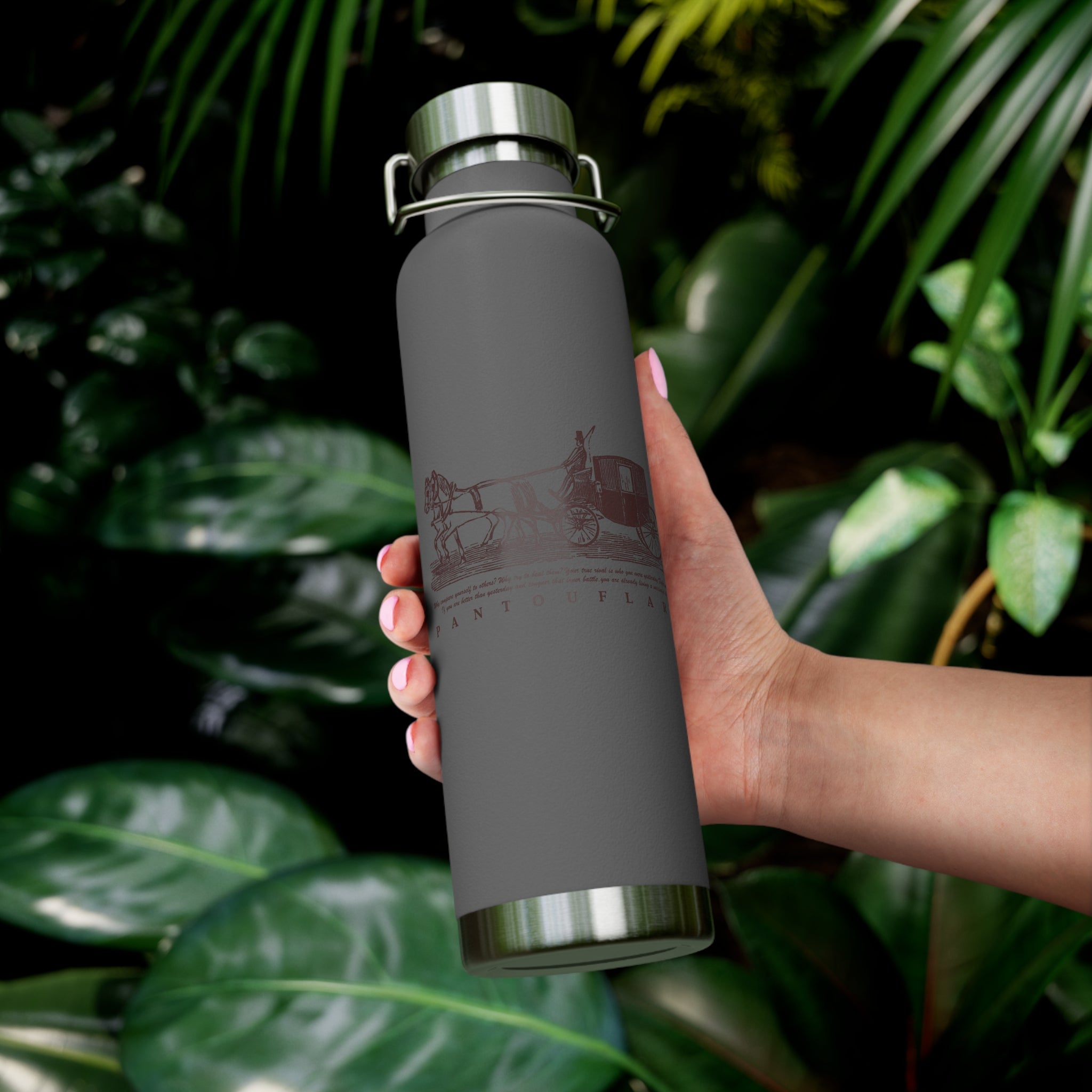 Orange Vintage Carriage Quote 22oz Copper Vacuum Insulated Bottle