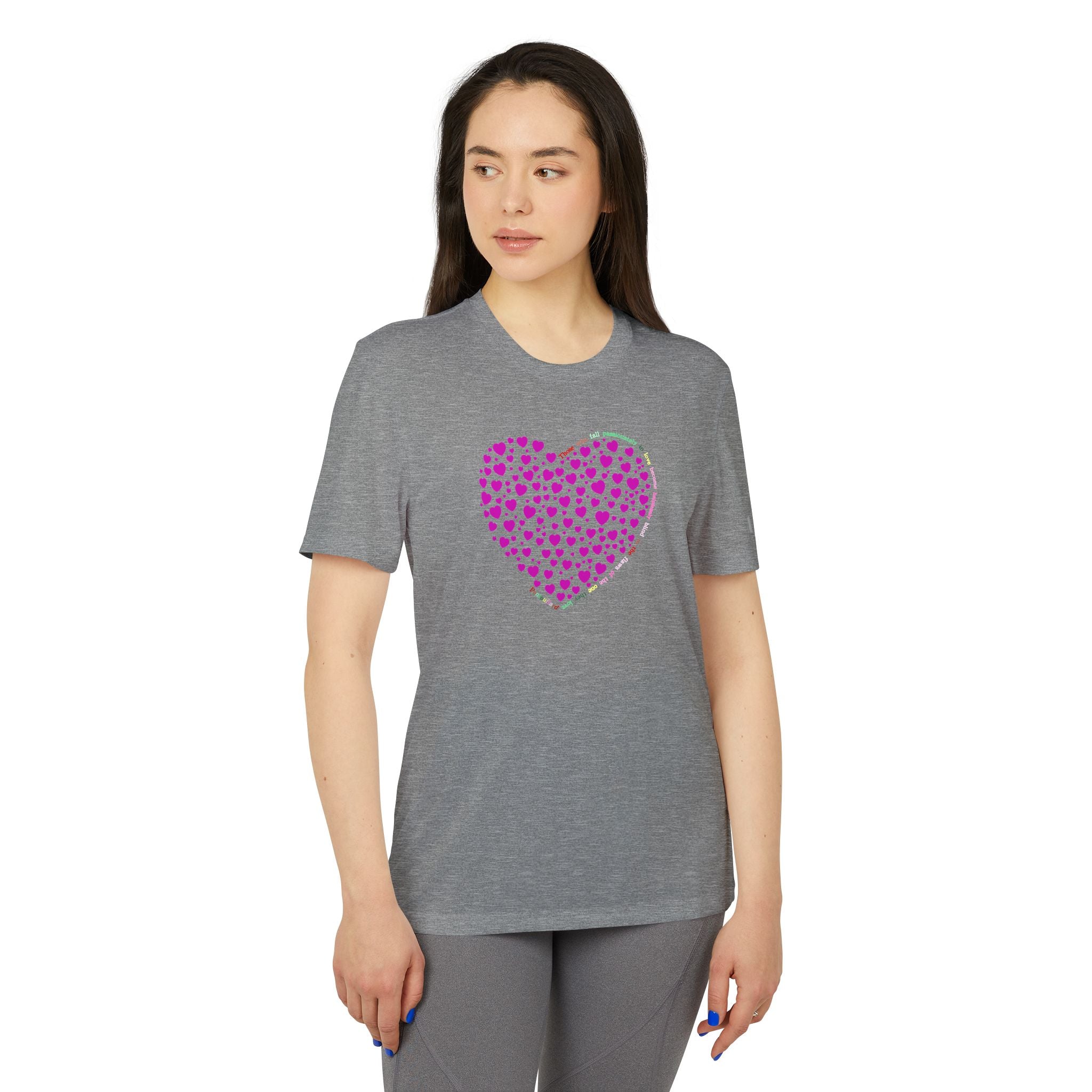Camiseta Deportiva Unisex Adidas® con Diseño de Corazón Rosa