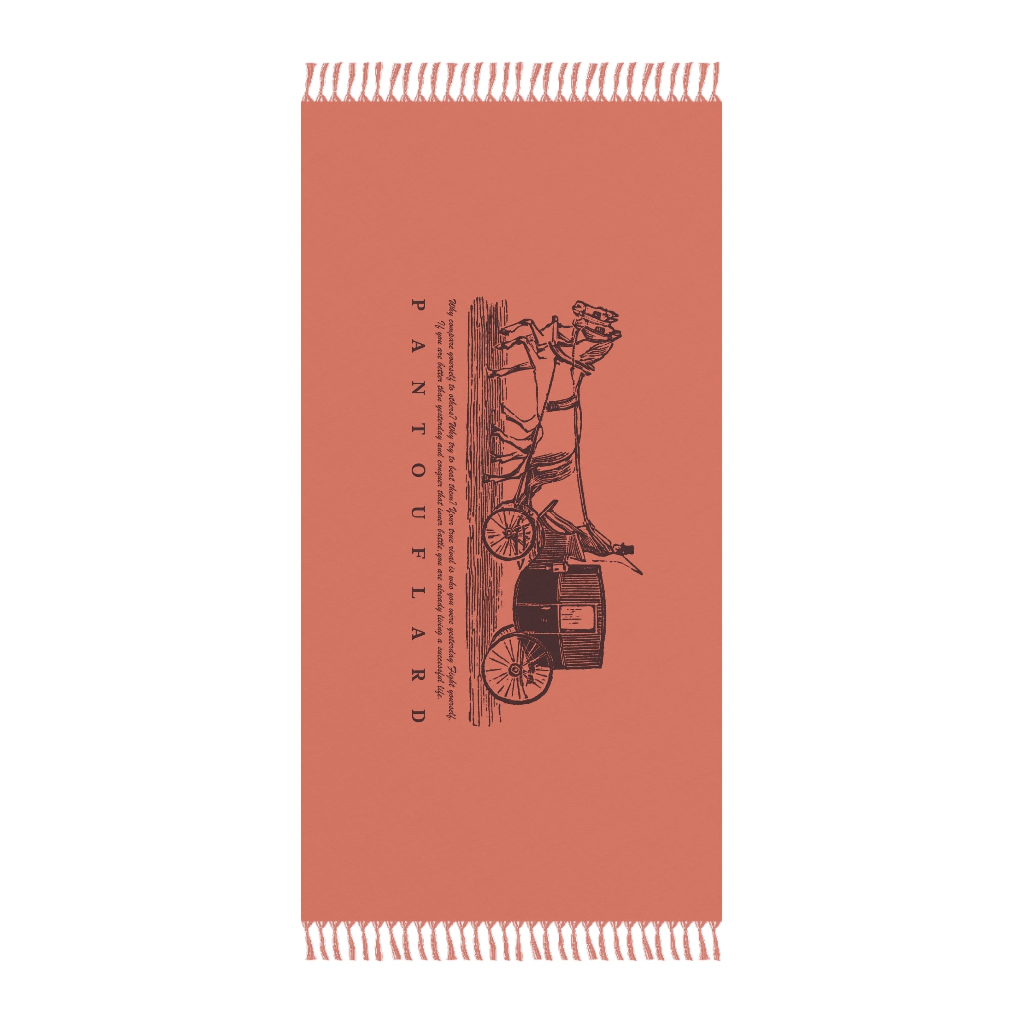 Terracotta Pantouflard Vintage Carriage Quote 100% Polyester Boho Beach Cloth
