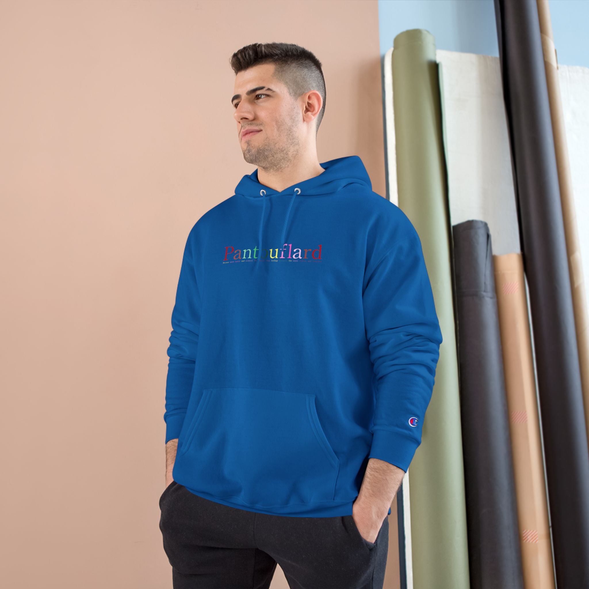 Old Money Aesthetic Champion Hoodie - Pantouflard Pastel Logo (Premium Powerblend Fleece)