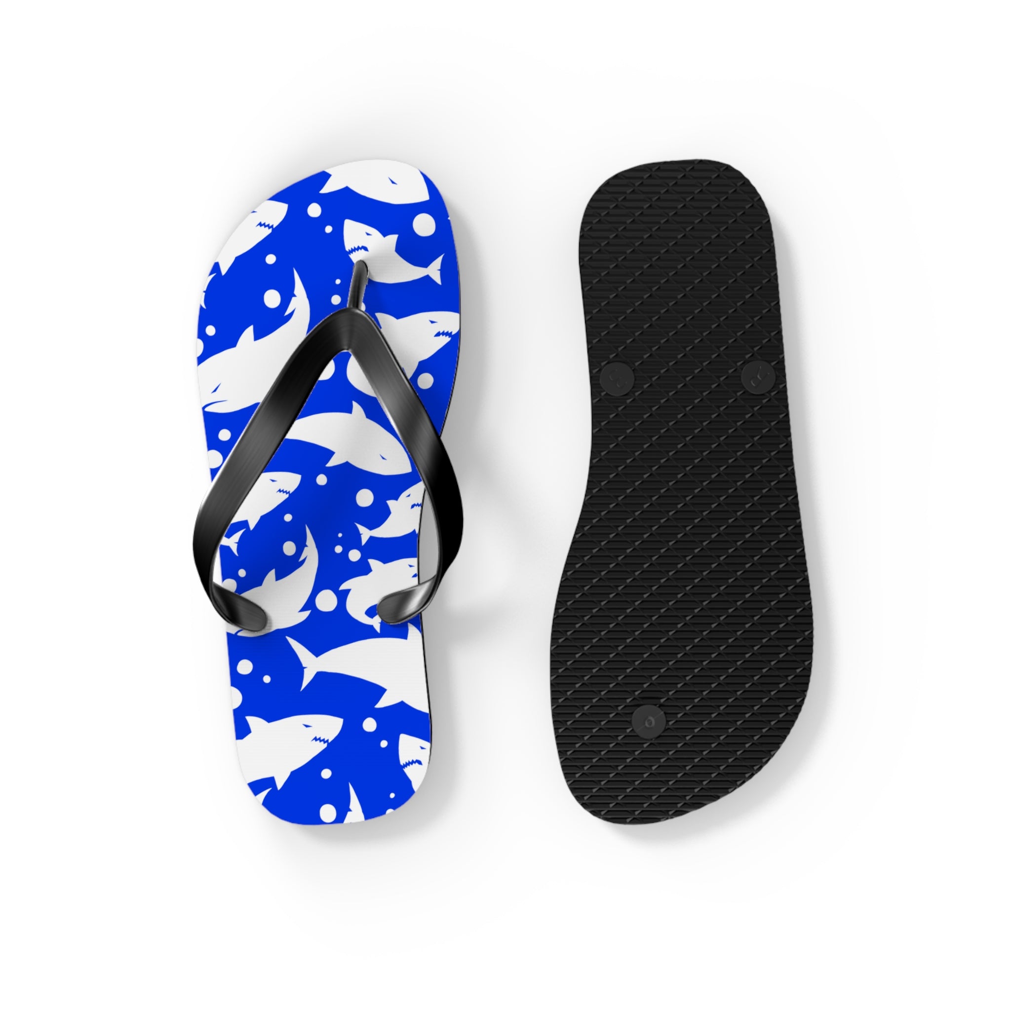 Unisex Royal Blue Shark Silhouette Pattern EVA Polyester Flip Flops