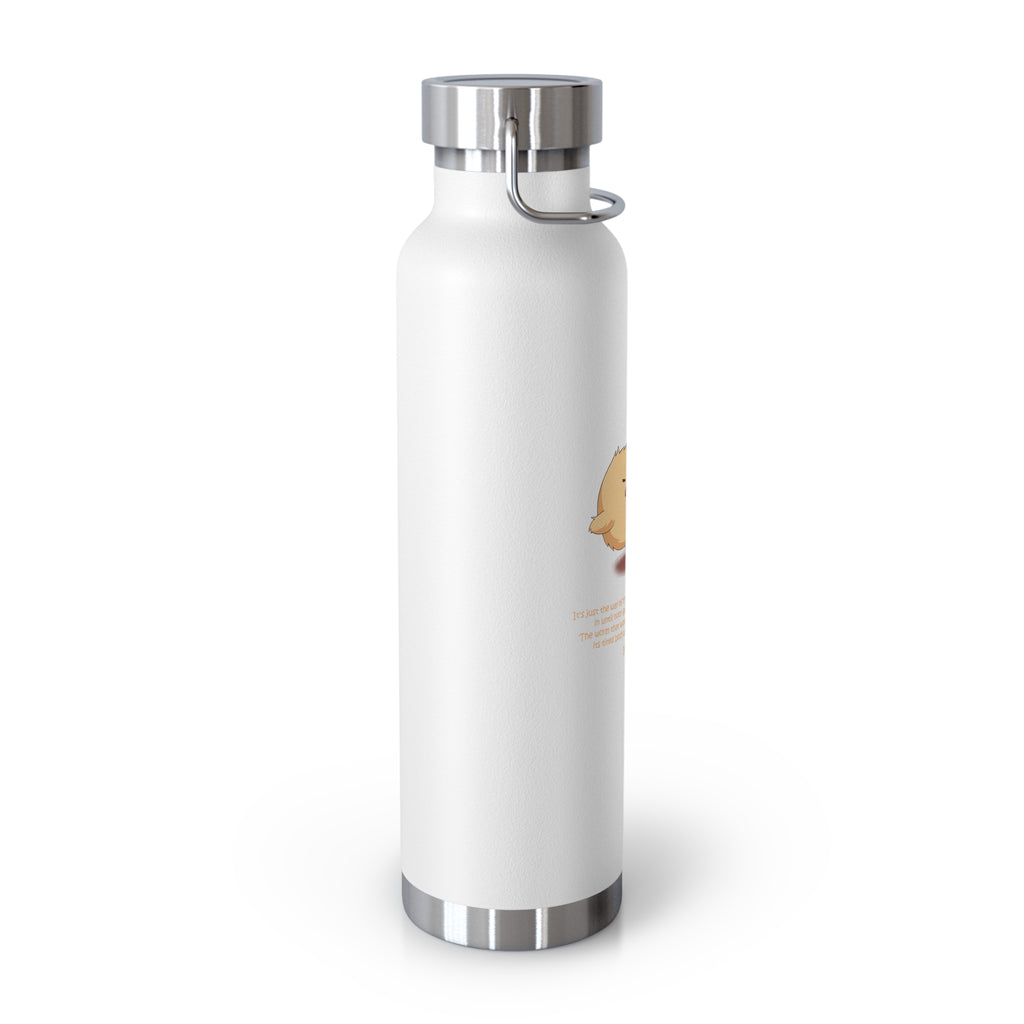 Navy Blue Cute Chick Pulling Worm Quote 22oz Copper Vacuum Insulated Bottle