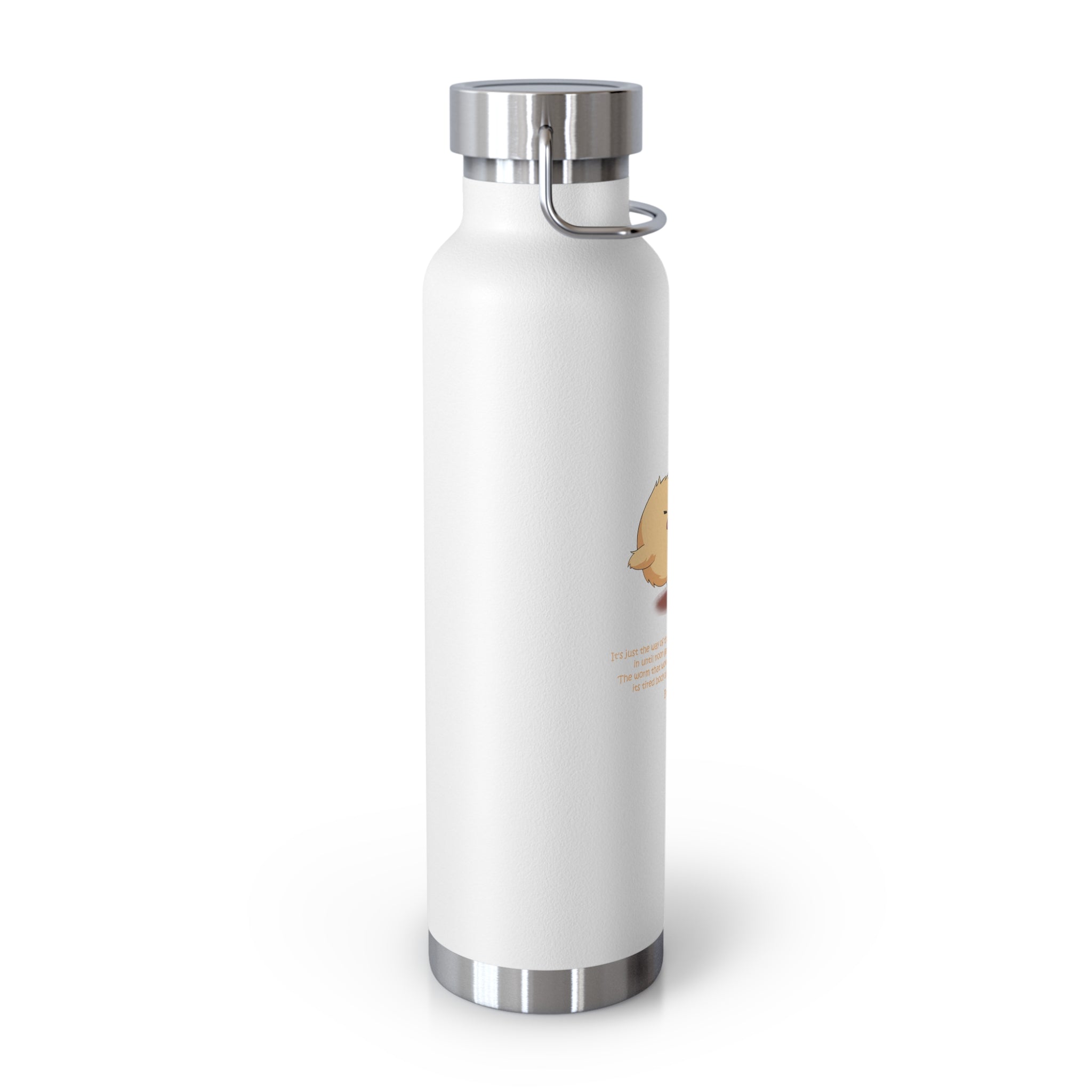 Navy Blue Cute Chick Pulling Worm Quote 22oz Copper Vacuum Insulated Bottle
