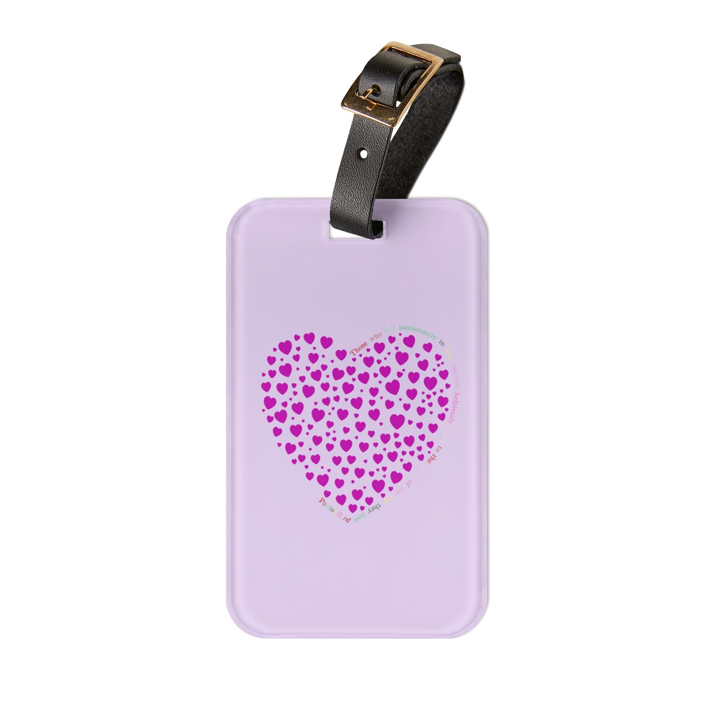 Pink Heart Mosaic Luggage Tag, Personalized Travel Accessory, Unique Suitcase Identifier