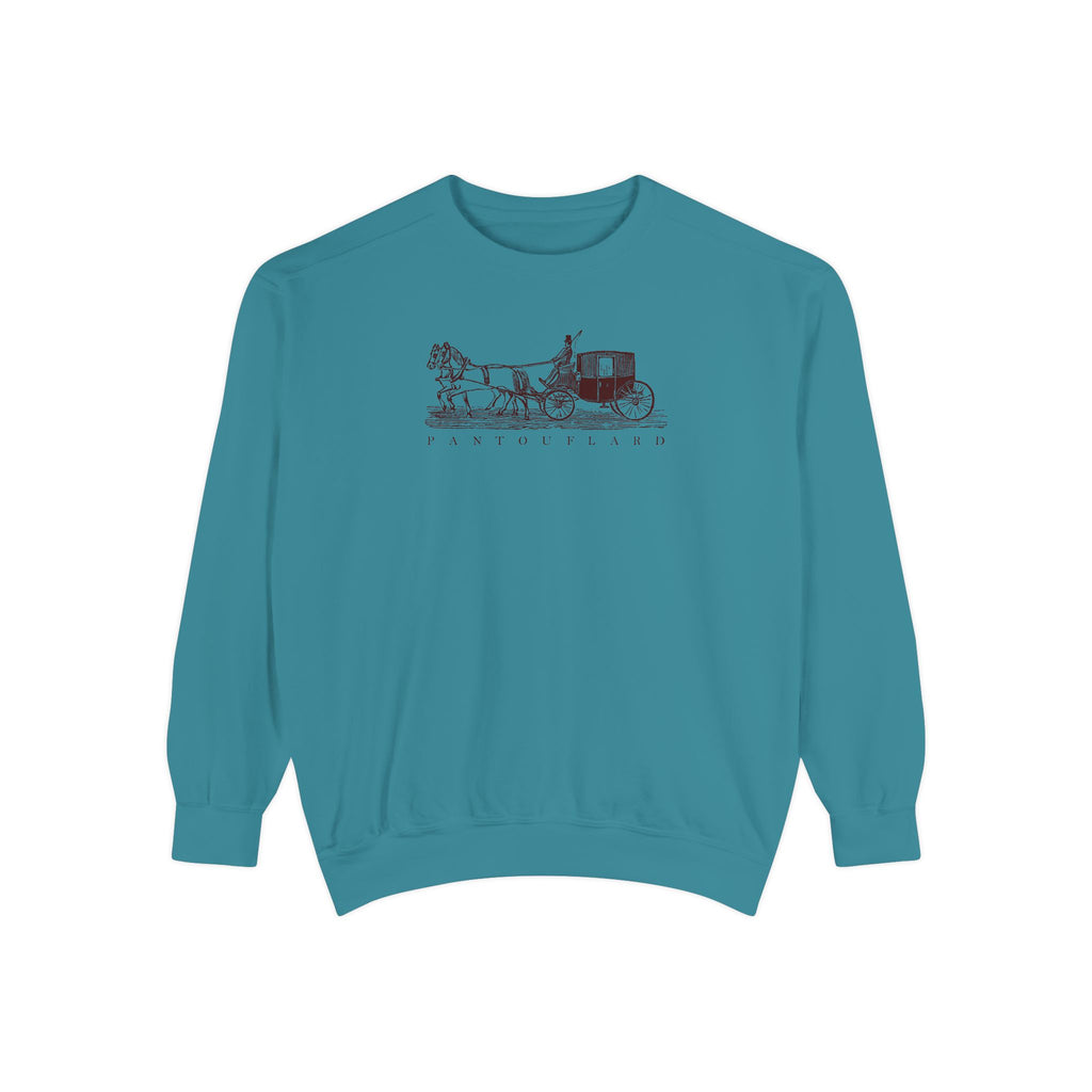 Unisex White Pantouflard Carriage Cotton Blend Sweatshirt