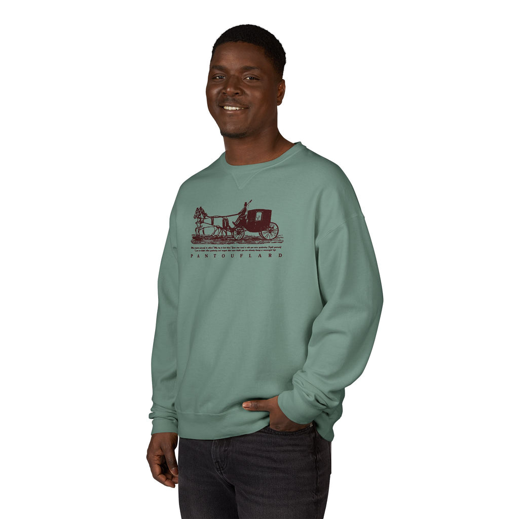 Old Money Equestrian Heritage Crewneck - The Nostalgic Journey I (Dark Academia Garment-Dyed Sweatshirt)