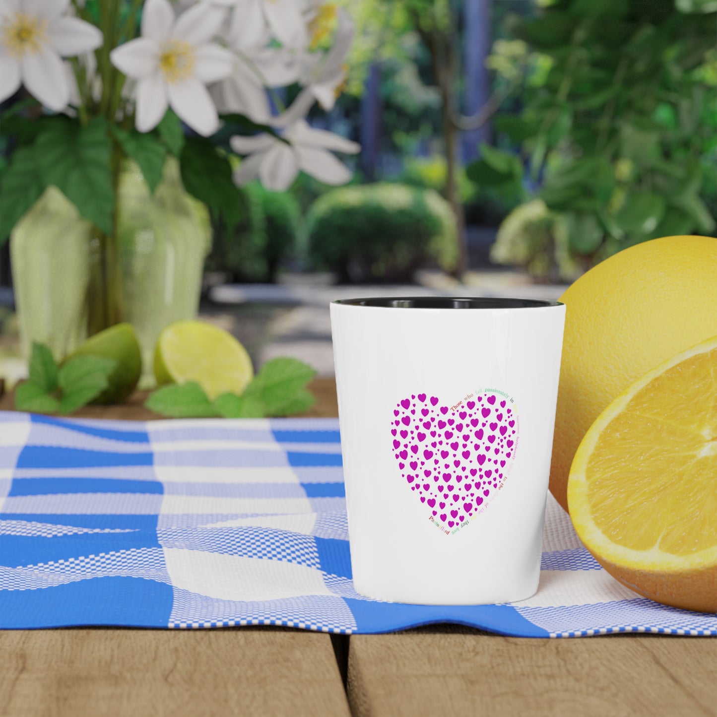 ピンクハートテーマのショットグラス